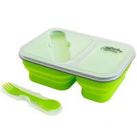 Контейнер TRAMP складаний силіконовий 2 відділи з кришкою защіпкою 900мл (з ложкою-виделкою) , Оливк