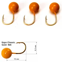 Мормишка Короп Classic gold #6 1.5г 16мм кукурудза 0.72мм 3шт уп,