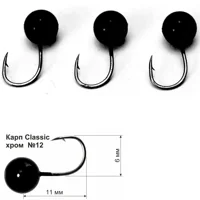 Мормишка Короп Classic хром #12 0.5г 11мм Чорний 0.57мм 3шт уп,