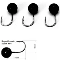 Мормишка Короп Classic хром #4 1.5г 18мм Чорний 0.88мм 3шт уп,