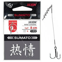 Поводок для оснастки силикона Jaxon Sumato 1X7 8см 9кг, спираль 3,5см, тройник №4