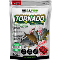 Прикормка RealFish Tornado Карась ЗЕЛЕНИЙ ЧАСНИК 900г з ефектом "гейзера"