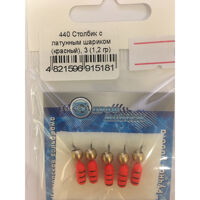 Мормишка Стовпчик з латунною кулькою (червоний), D. 3мм (1,2 гр) (по штучно)