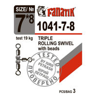 Вертлюг тройной с бусинками Fanatik 1041 № 7*8 тест 19 кг