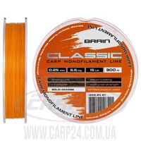 Волосінь Brain Classic Carp Line (solid orange) 300m 0.25mm 15lb 6.6kg