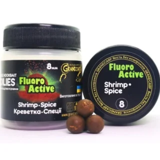 Бойли Grandcarp Флюоро актив Креветка•Спеції 8 мм 60 шт