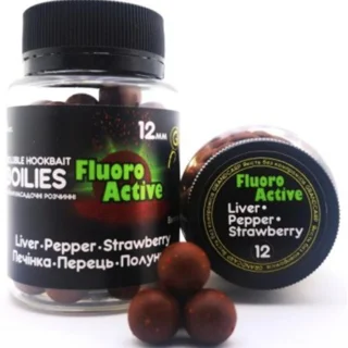 Бойли насадочні Флюоро актив Печiнка&bull;Перець&bull;Полуниця 12 мм 60 шт