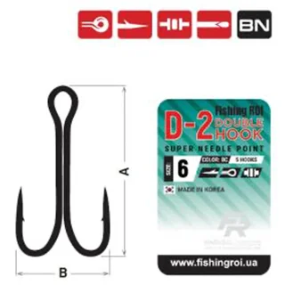 Двійник Fishing ROI Double hook D-2 BC №4 (5шт/уп)