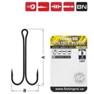 Двійник Fishing ROI Double Hook Light №2 (5шт/уп)