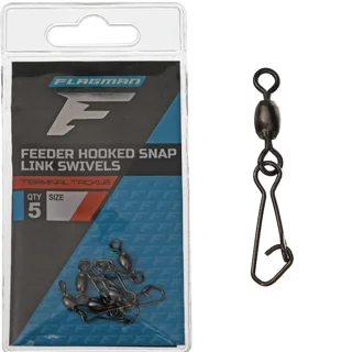 Фидерная застежка с вертлюгом Flagman Feeder Hooked Snap Link Swivels L 5шт