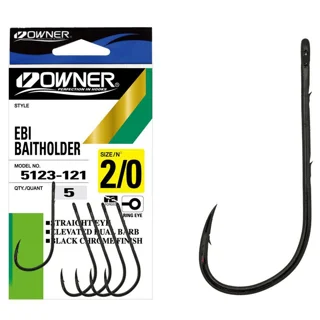 Крючки Owner Ebi Baitholder 5123 №1/0 Black Chrome
