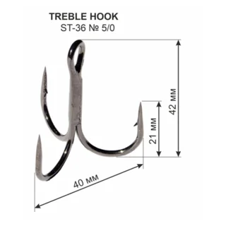 Гачок Трійний ST-36 №5/0 (1 шт.) 42мм