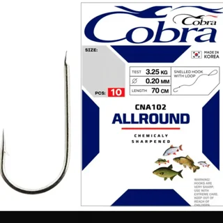 Гачок з повідцем Cobra Allround CNA101 №2 0.24мм 70см (10шт)