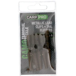 Безпечна кліпса з фіксатором Carp Pro Metallic Lead Clips + Tail Rubbers Camo