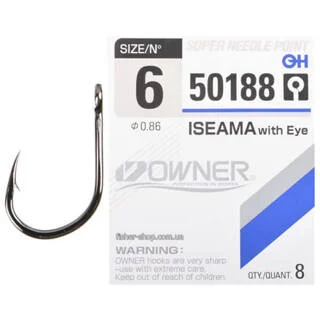 Гачки &quot;Owner&quot; 50188-02 Iseama w Eye №02 Ø1,07мм 5шт. BC ушко