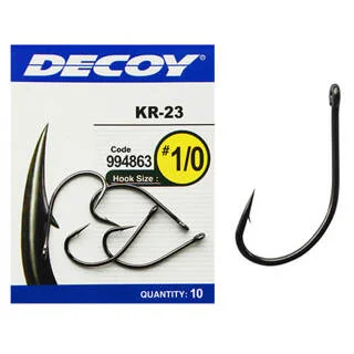 Крючок Decoy KR-23 Black Nickeled #1/0 (10 шт/уп)
