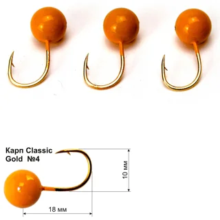 Мормишка Короп Classic gold #4 1.5г 18мм кукурудза 0.88мм 3шт уп,