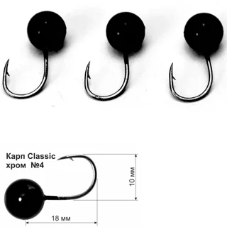 Мормишка Короп Classic хром #4 2г 18мм Чорний 0.88мм 3шт уп,