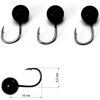 Мормишка Короп Classic хром #6 1.2г 16мм Чорний 0.72мм 3шт уп,
