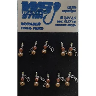 Мормишка вольфрамова Мураха грань вушко ланцюг 0,37 гр колір: золото-мідь №28