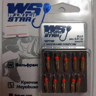 Мормишка вольфрамова Чортик з насічками отвір 0,91 гр колір: золото №40