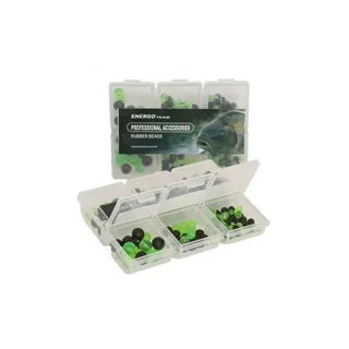 Набір намистинок гумових ET 6 видів в коробочці (чорні+зелені)