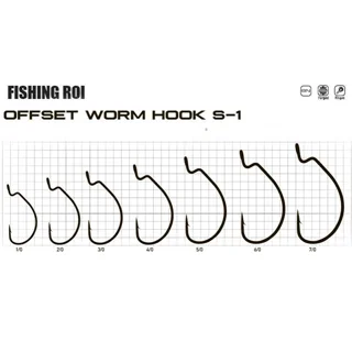 Офсетний гачок Fishing ROI Worm hook S-1 №6/0 (3шт/уп)