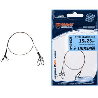 Повідець Ukrspin Orange Spinning сталь AFW 1x19 15см 5кг(10lb)/0.2мм (2шт/уп)