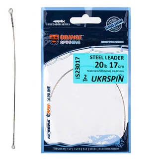 Повідець UKRSPIN Orange Spinning струна №1, 12см 10кг мал. скрутка запаяна (2шт/упак)