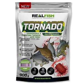 Прикормка RealFish Tornado Фідер КОНОПЛЯ 900г з ефектом "гейзера"