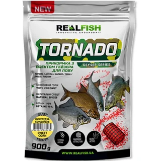 Прикормка RealFish Tornado Фідер КУКУРУДЗА Бондюель 900г з ефектом "гейзера"