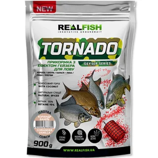 Прикормка RealFish Tornado Плотва КОРІАНДР-ВАНІЛЬ 900г з ефектом "гейзера"