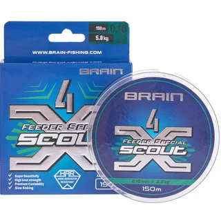 Шнур Brain Scout 4X 150m (camo green) 0.128mm 7.2kg