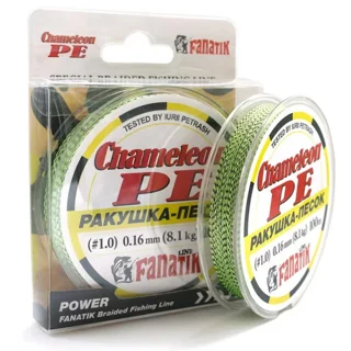 Шнур плетений Fanatik Chameleon PE X4 100 м. (#1,0) 0,16мм. Ракушка-Пісок