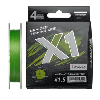 Шнур Favorite X1 PE 4x 150m (l.green) #0.3/0.090 mm 6lb/2.9 kg