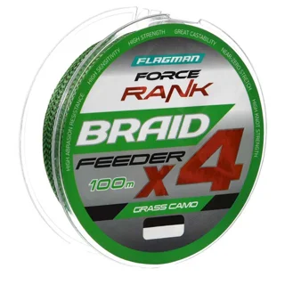 Шнур Flagman Force Rank Feeder Braid Х4 Grass Camo 100м 0.18мм/11.5 кг