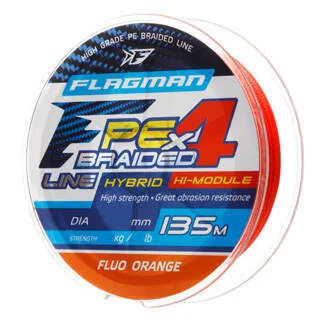 Шнур Flagman PE Hybrid F4 135м FluoOrange 0,10мм. 4,6кг/10lb