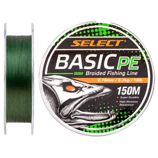 Шнур Select Basic PE 150m (темн-зел.) 0.16mm 18LB/8.3kg