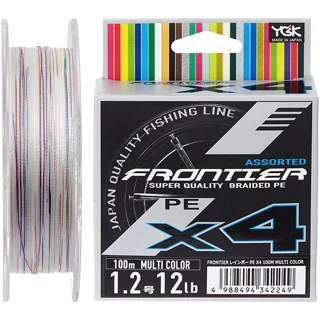 Шнур YGK Frontier X4 100m (Multicolor) #1.2/0.185mm 12lb/5.4kg