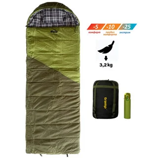Спальний мішок Tramp Kingwood Long ковдра лівий dark-olive/grey 230/100 UTRS-053L