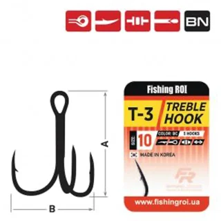 Трійник Fishing ROI Treble Hook T-3 BC №8 (5шт/уп)