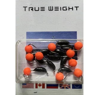 Мормишка вольфрамова True Weight &quot;БАНАН&quot; ЯДРЕНЕ Око помаранчевий НЕОН d2,0мм Вага: 0.45 г №