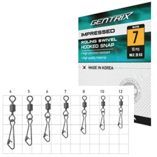 Вертлюг з карабіном Fishing ROI Impressed rolling swivel with hooked snap №5