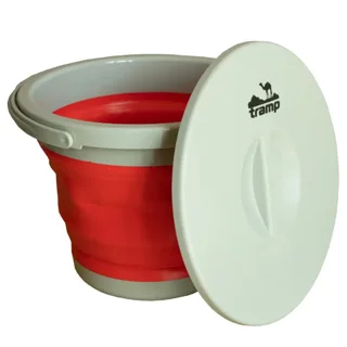 Відро Tramp складане силіконове з кришкою 5л терракотове TRC-127, Червоне