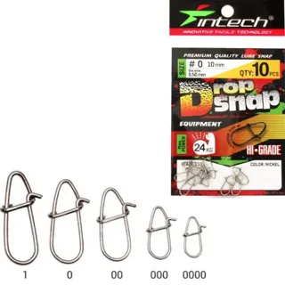 Застібка Intech Drop Snap #000 (10шт/уп) к:nickel